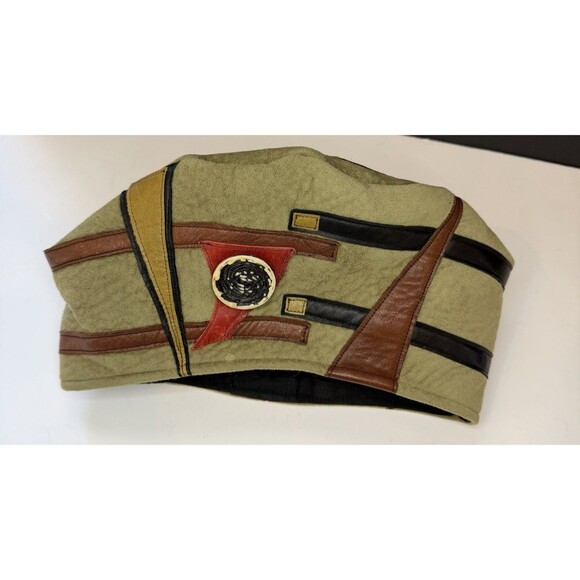 Handmade Suede Leather Festival Hat Boho Steampunk Renaissance Artisan Appliqué main image 8